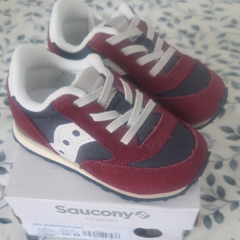 Saucony Kids Sneakers - Burgundy and Charcoal